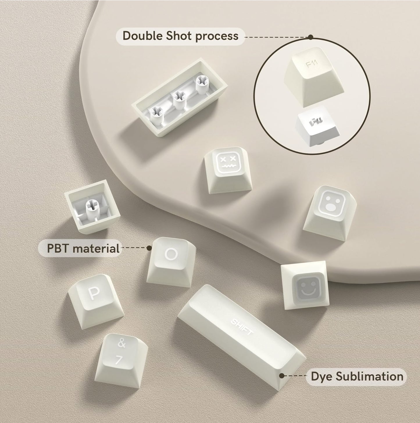 White Jade Translucent SA Profile Doubleshot PBT Keycap