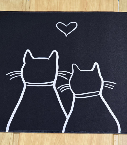 Cat Couple Jet Black Smooth XXL Deskmat