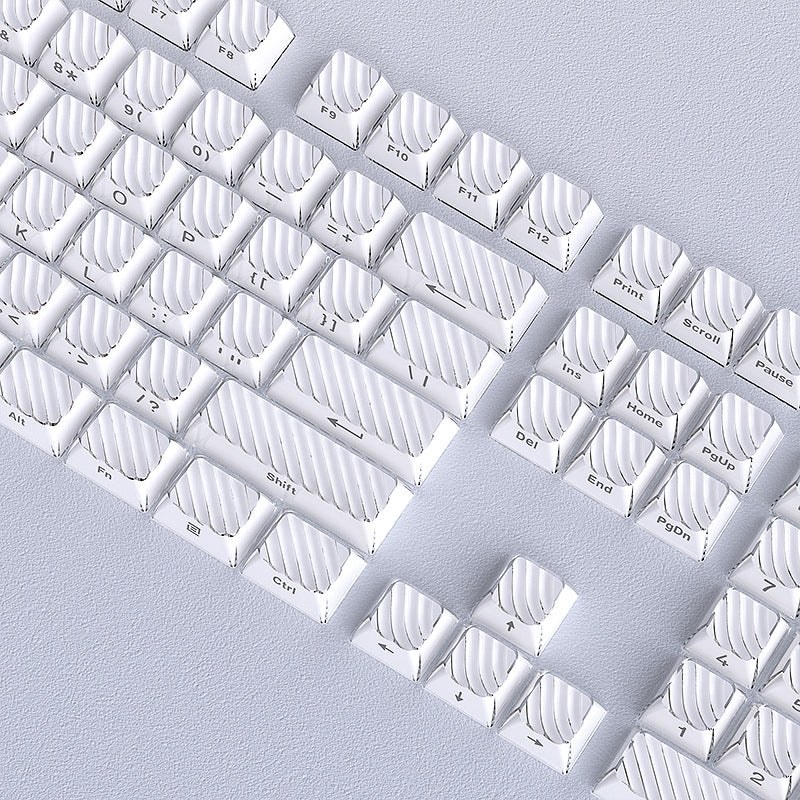 White Demon Wave OEM Side Printed Keycaps