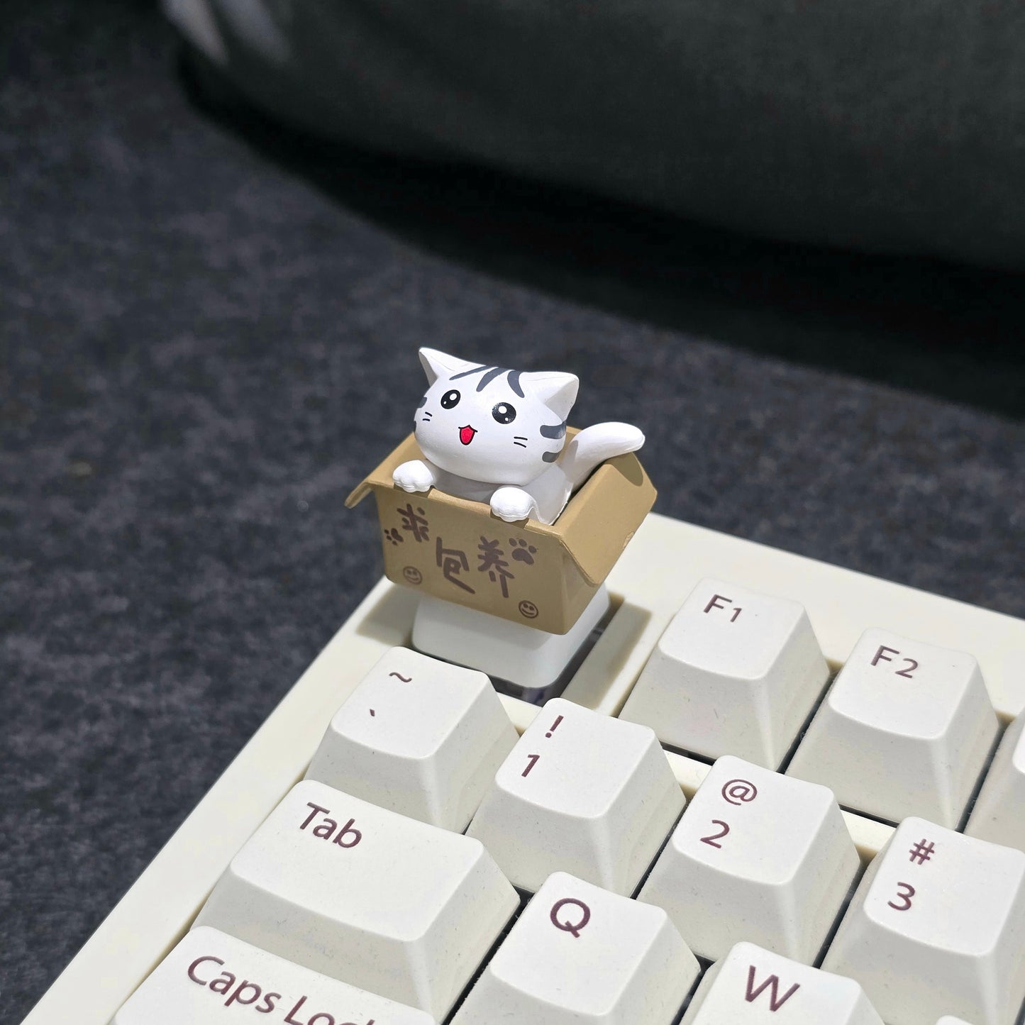 Happy Cat In Basket Resin Artisan Keycap