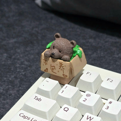 Teddy in Basket Resin Artisan Keycap