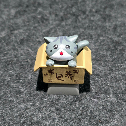 Happy Cat In Basket Resin Artisan Keycap