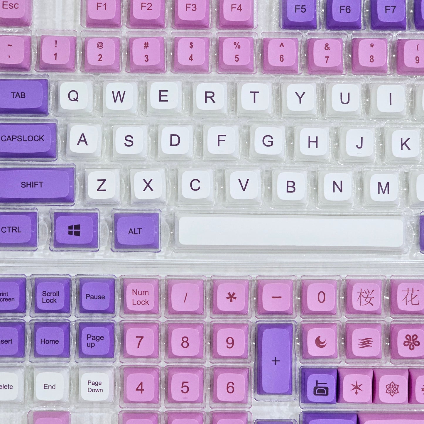 Purple Sakura XDA PBT Keycaps