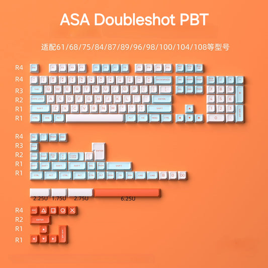 Vivid Tricolour ASA Profile Doubleshot PBT Keycaps