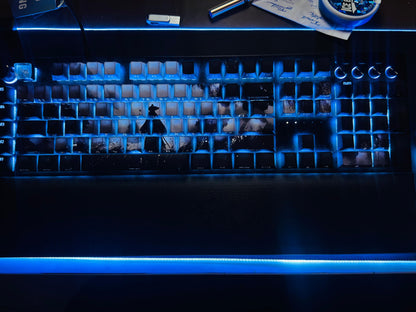 Black Samurai Knight Premium Side Backlit Cherry Doubleshot Keycaps With Keycaps