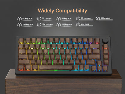 Walnut Wood Texture Side Backlit Cherry PBT Keycaps