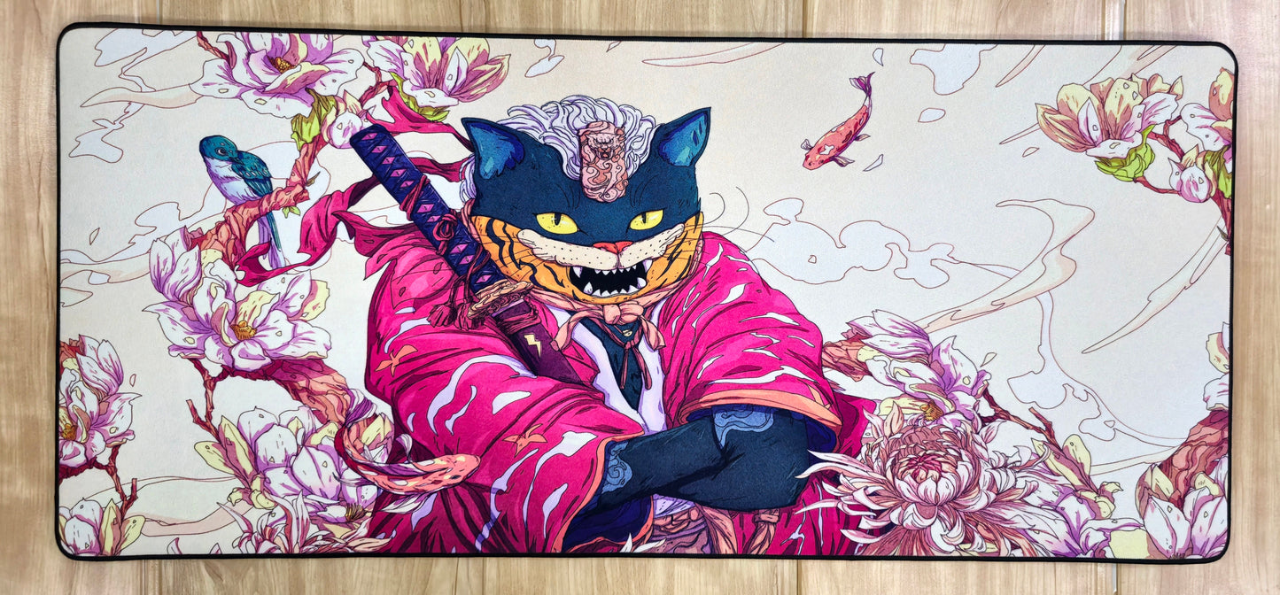 Samurai Cat Warrior Premium Control Surface XXL Deskmat