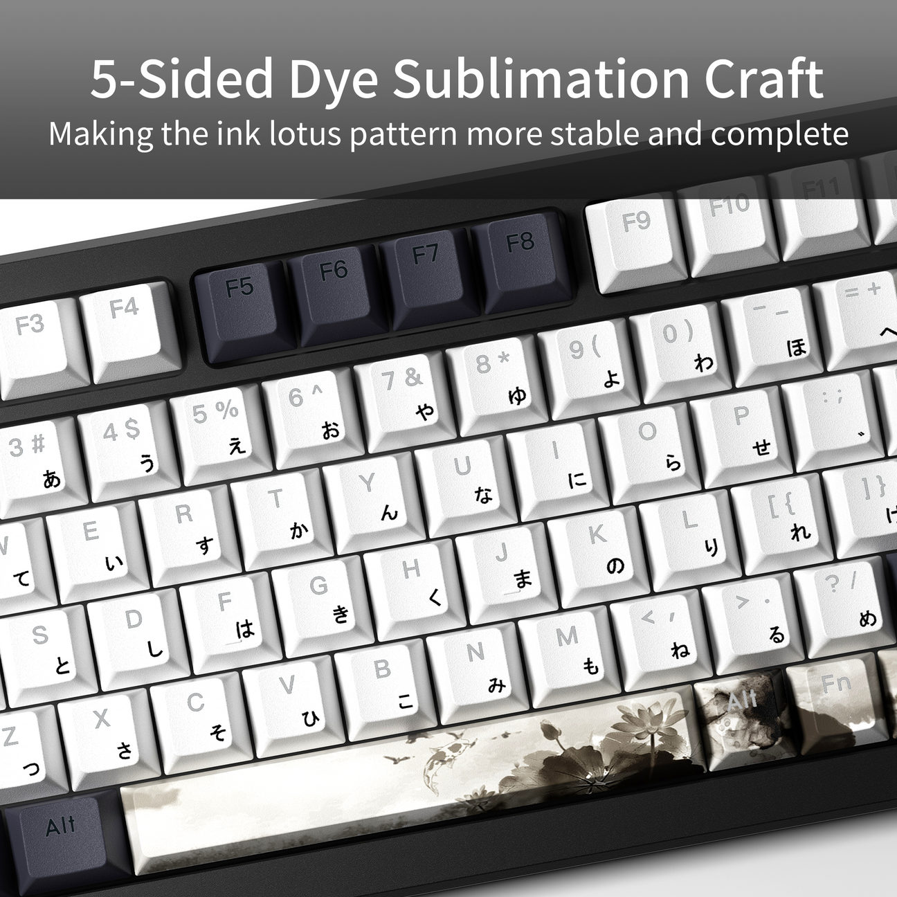 Japanese  Lotus Shine Through Double shot 5-sided Dye-Sub PBT Keycap Set