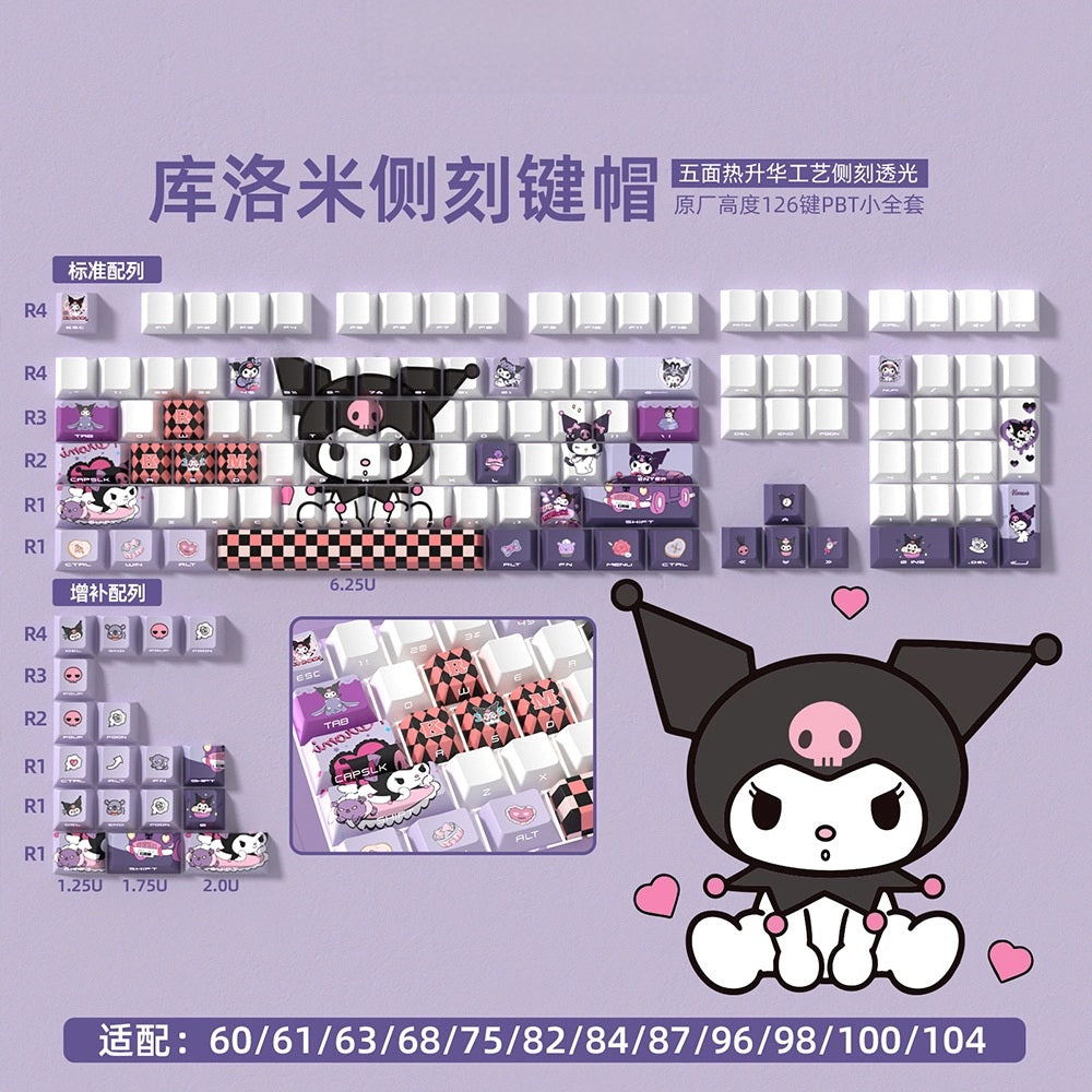 Kuromi Side Shinethrough Doubleshot PBT Keycaps