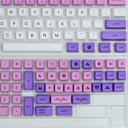 Purple Sakura XDA PBT Keycaps