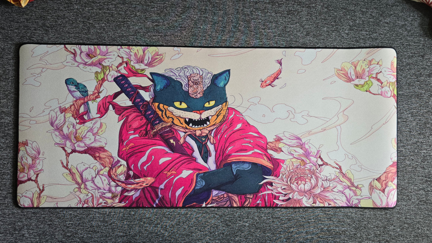 Samurai Cat Warrior Premium Control Surface XXL Deskmat