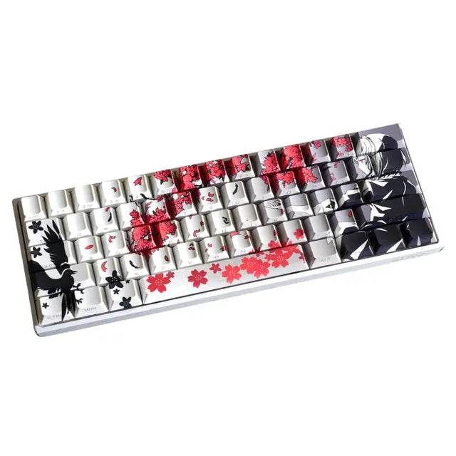 Sakura Raven White Anime Side Shinethrough Doubleshot PBT Keycaps