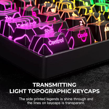PREMIUM Black Topographic Shinethrough OEM Profile IMD Tech Keycap Set
