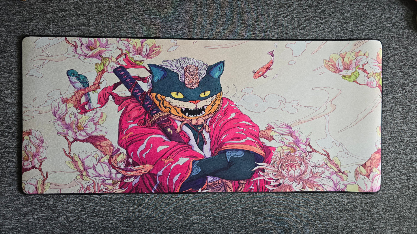 Samurai Cat Warrior Premium Control Surface XXL Deskmat