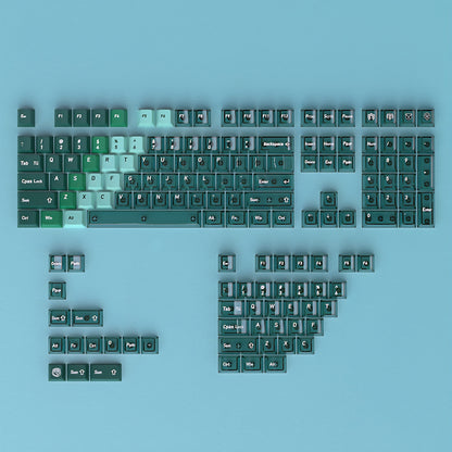 Peacock Green Gradient PBT PC Double Cherry Transparent Backlit Keycaps
