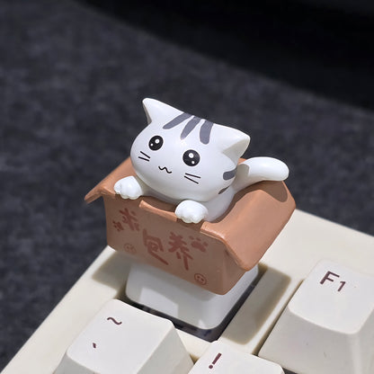 Cat in Basket Resin Artisan Keycap