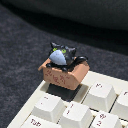 Cat in Basket Resin Artisan Keycap