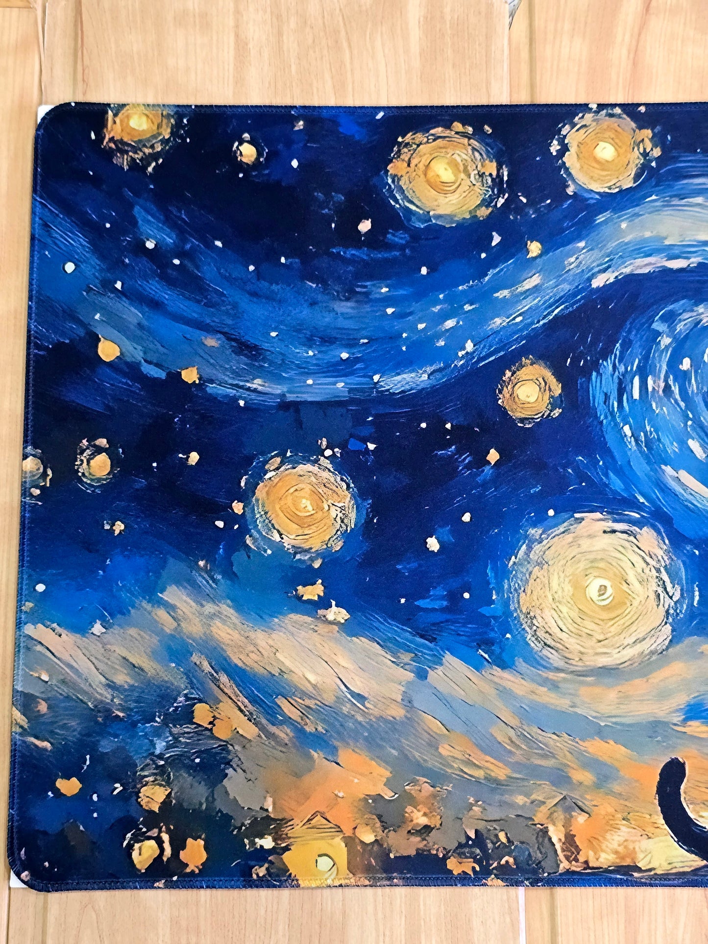Black Cat Starry Night Smooth XXL Deskmat