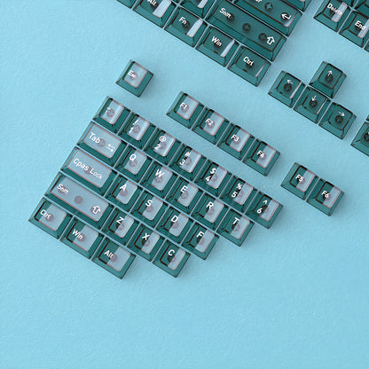 Peacock Green Gradient PBT PC Double Cherry Transparent Backlit Keycaps