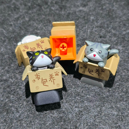 Happy Cat In Basket Resin Artisan Keycap