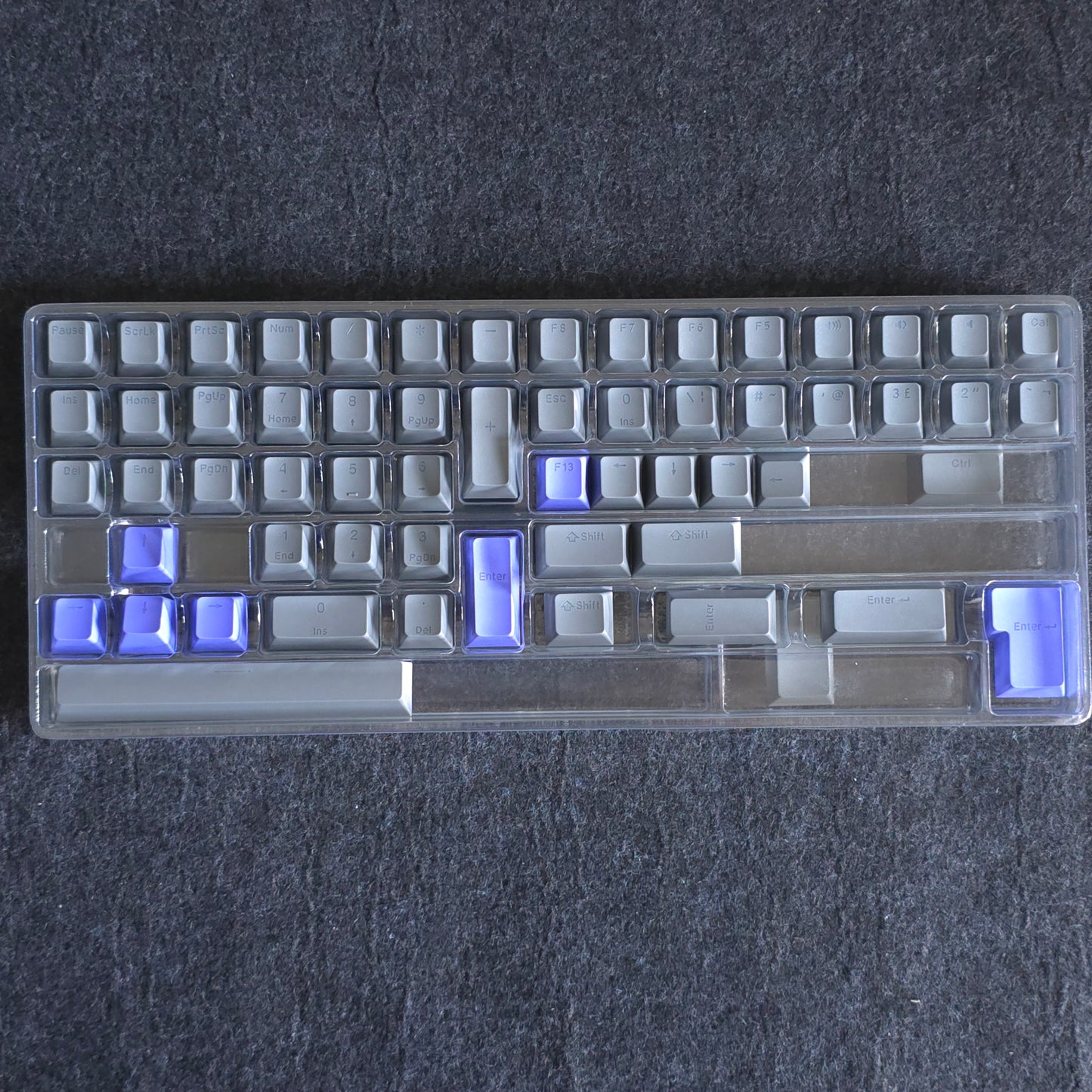 Backlit Grey Blue Thick Doubleshot OEM Keycaps 152 Keys