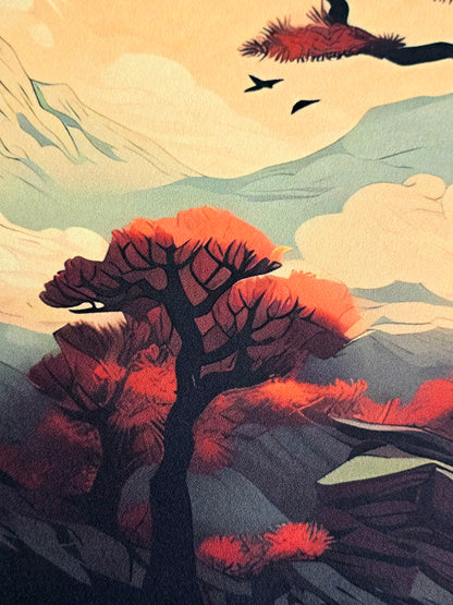 Red Tree In Mountain Premium Hybrid Control Surface XXL Deskmat