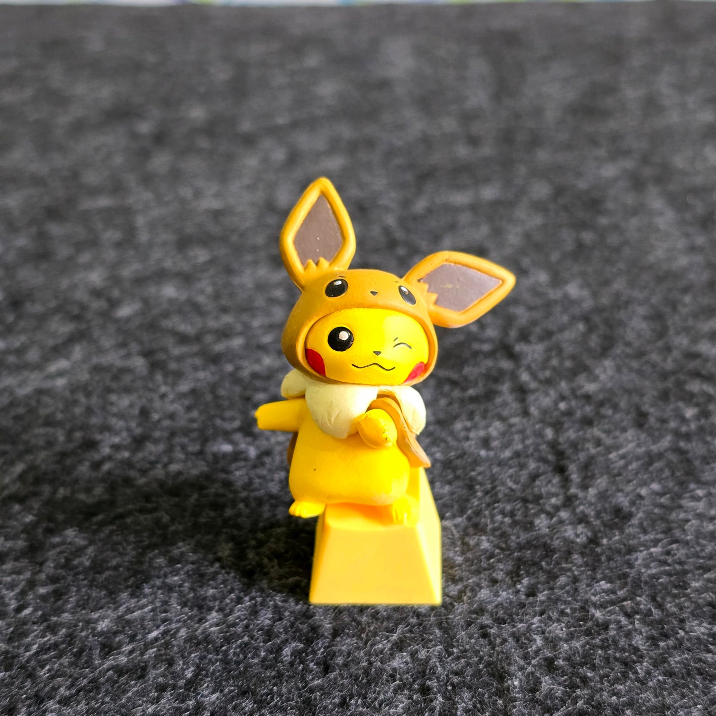 Pikachu With Evee Hat Artisan Keycap