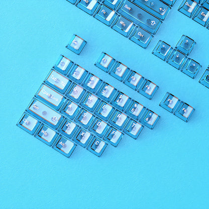 Blue Sea Clear Sky Gradient PBT PC Double Cherry Transparent Backlit Keycaps