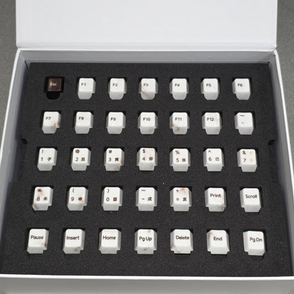 Premium Full Ceramic White Marble Cherry Keycaps With Collector Storage Box