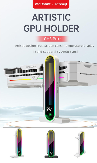 Coolmoon AOSOR Vertical Gpu Stand With Temp Display & Infinity Lens With Magnetic Base
