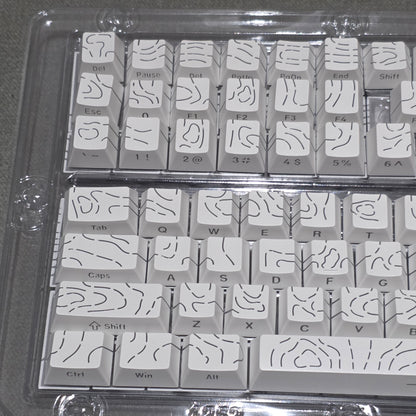 Topographic White Line Crack Side Backlit Cherry PBT Keycaps