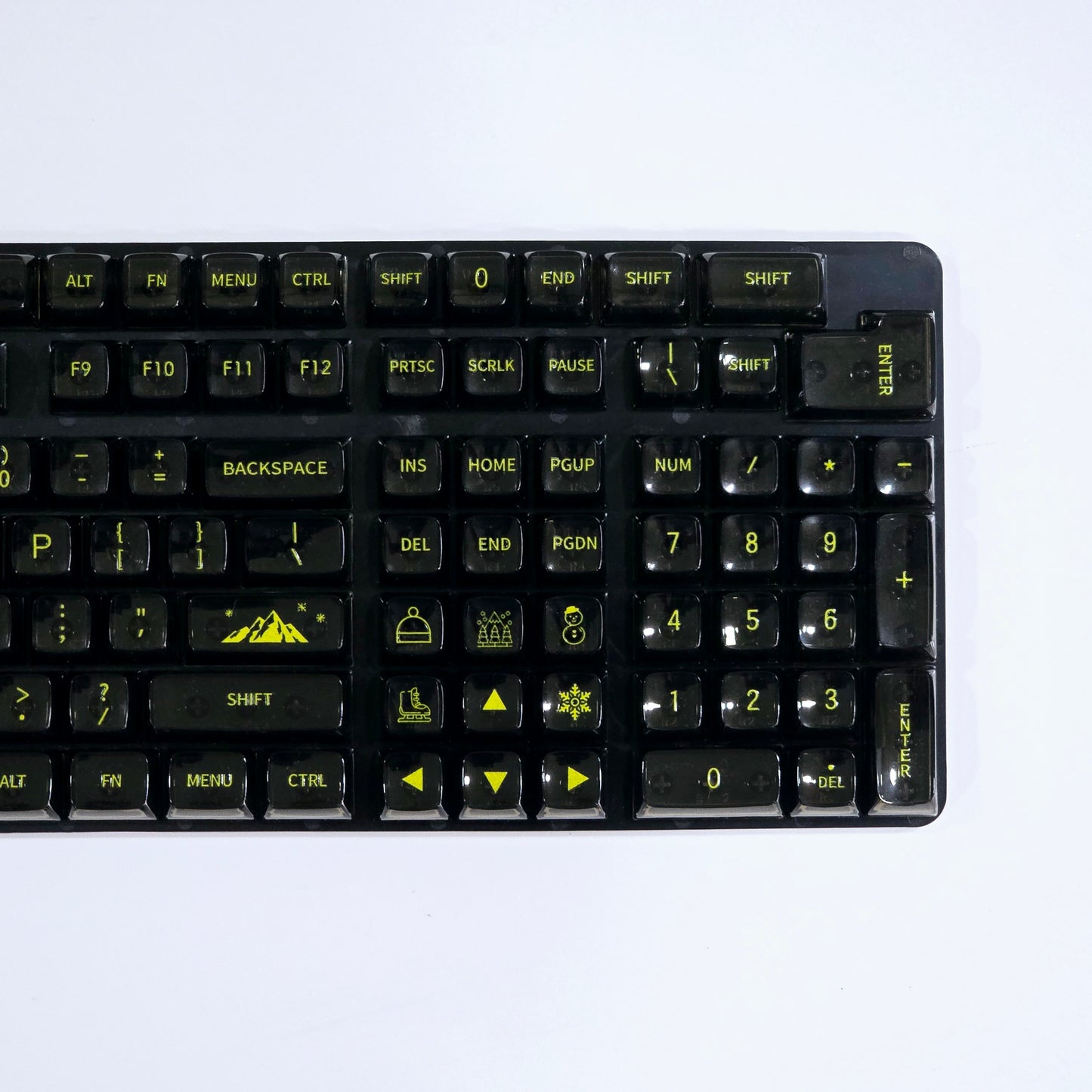 Transparent Yellow On Smoked Black CBSA Keycaps