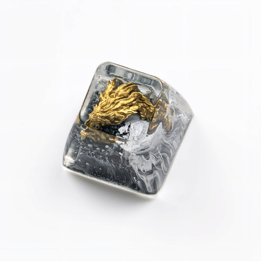Mythical Golden Dragon Premium 1u Handmade Artisan Keycap