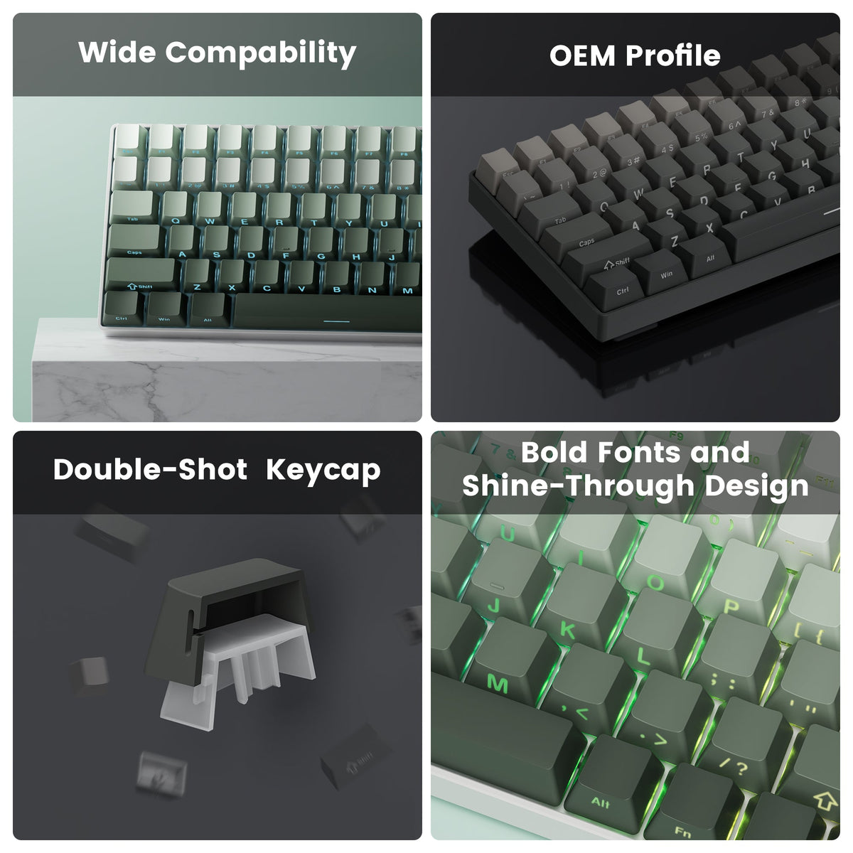 Noir Jet Black Side Backlit Doubleshot PBT Keycaps – CuriosityCaps