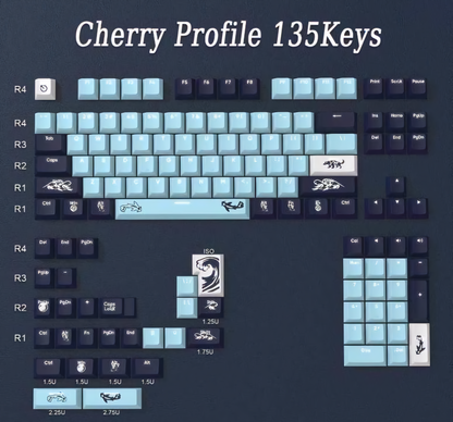 Backlit Oceanic Gale Premium Cherry Doubleshot PBT Keycaps