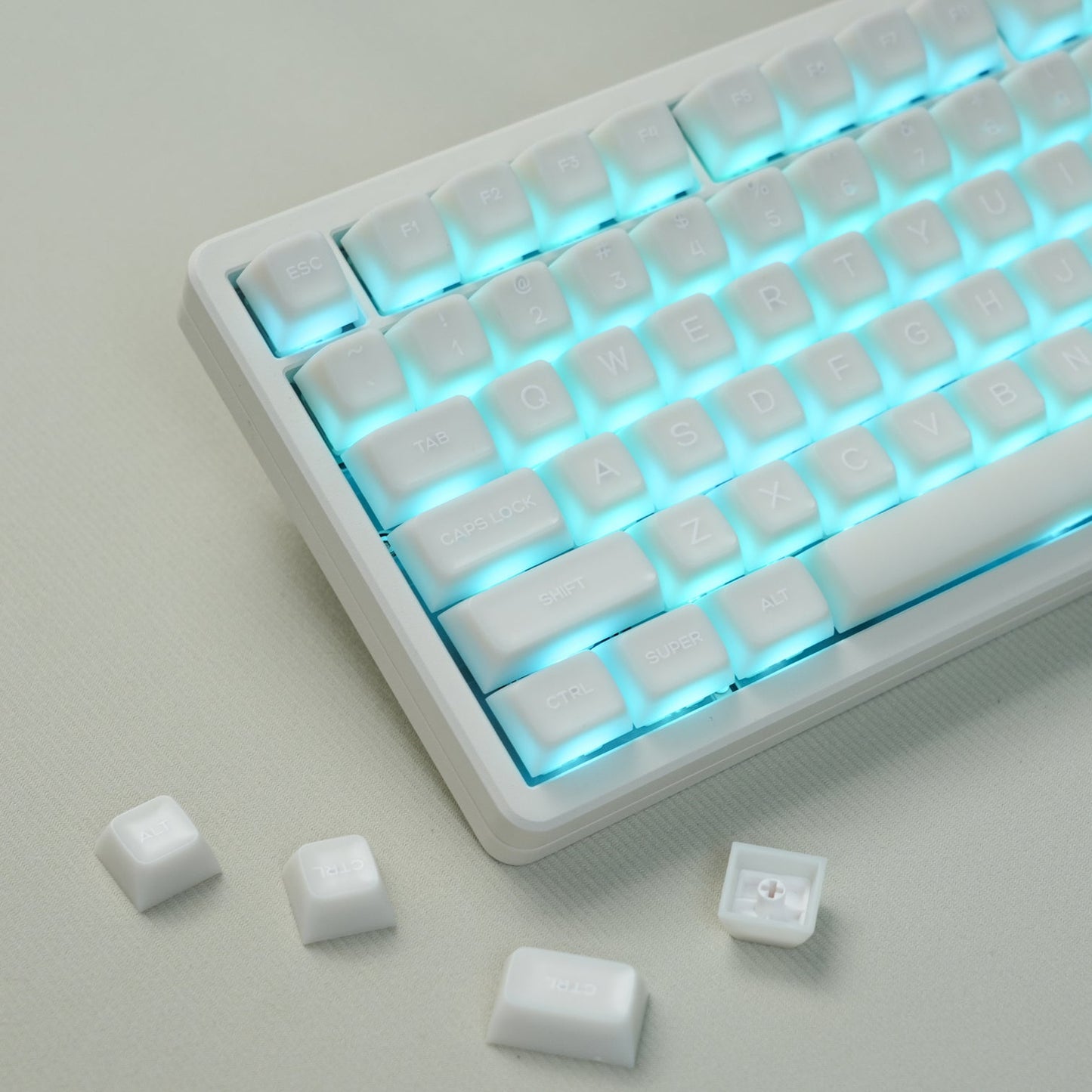 White Jade Translucent SA Profile Doubleshot PBT Keycap