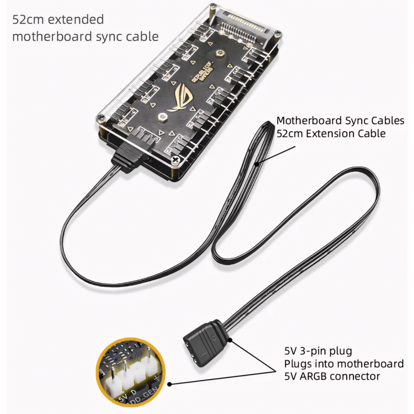 1 to 10 ARGB Splitter Hub With Sata Power