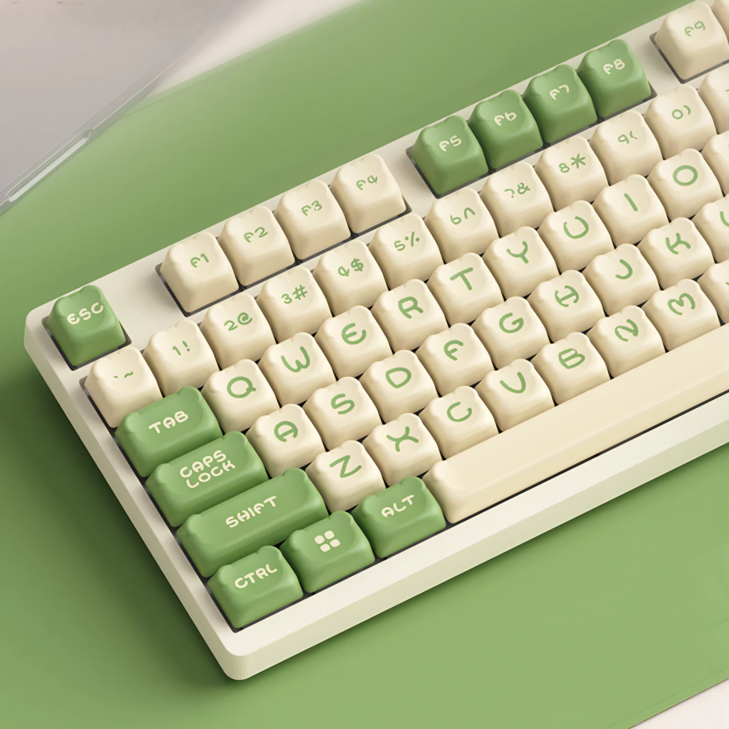 Matcha Bear Unique Double shot PBT Keycaps