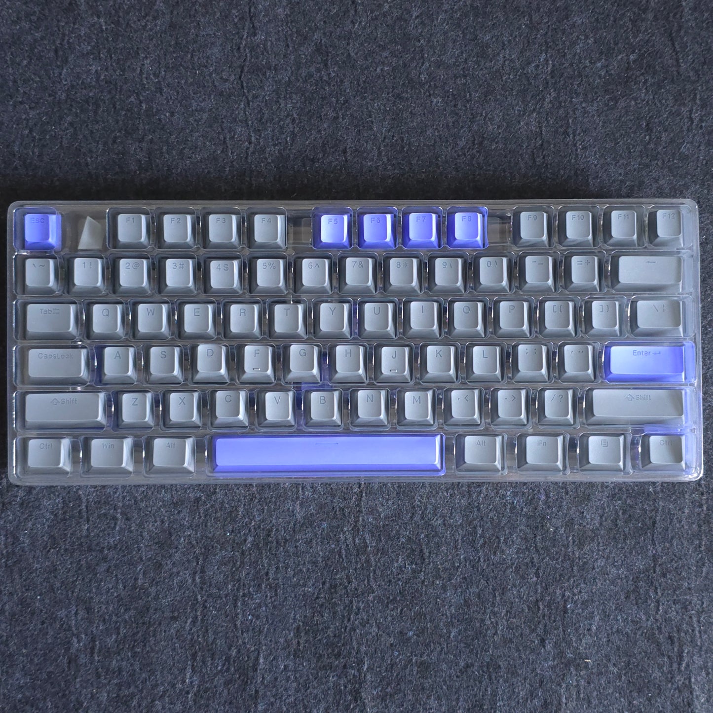 Backlit Grey Blue Thick Doubleshot OEM Keycaps 152 Keys