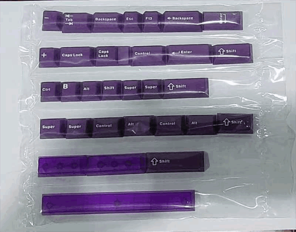 Aifei Purple Cherry Double shot Keycaps With 7U Addon Kit