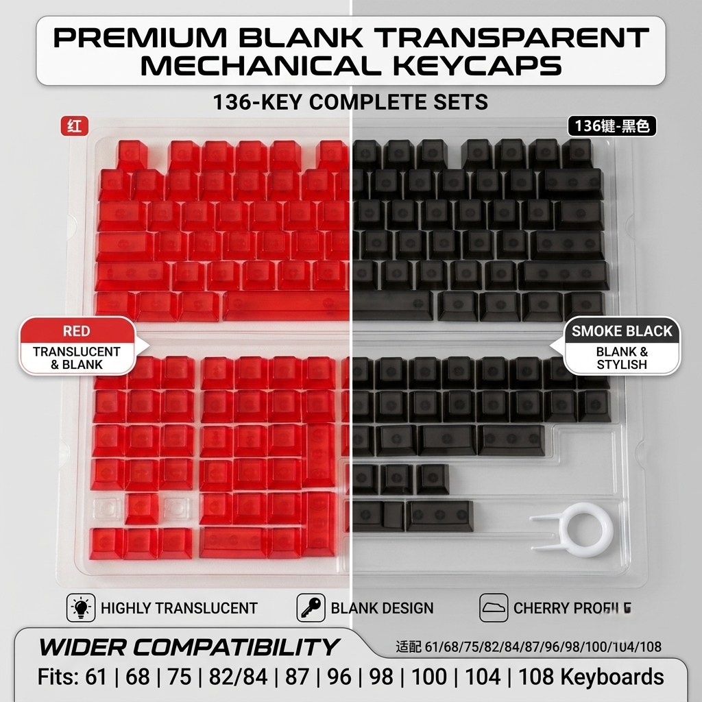 Crystal Blank Transparent Keycaps Full Set