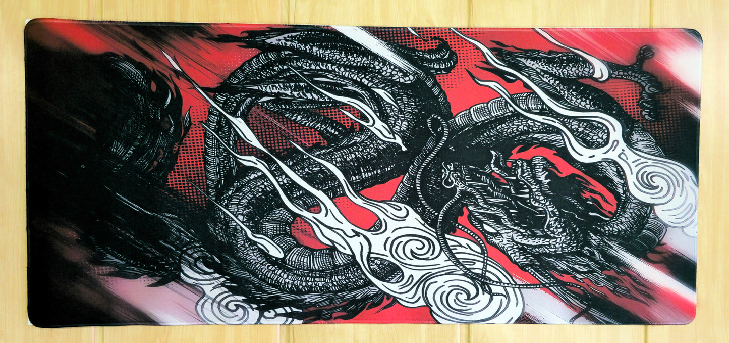 Red Black Dragon Premium Hybrid Control XXL Deskmat