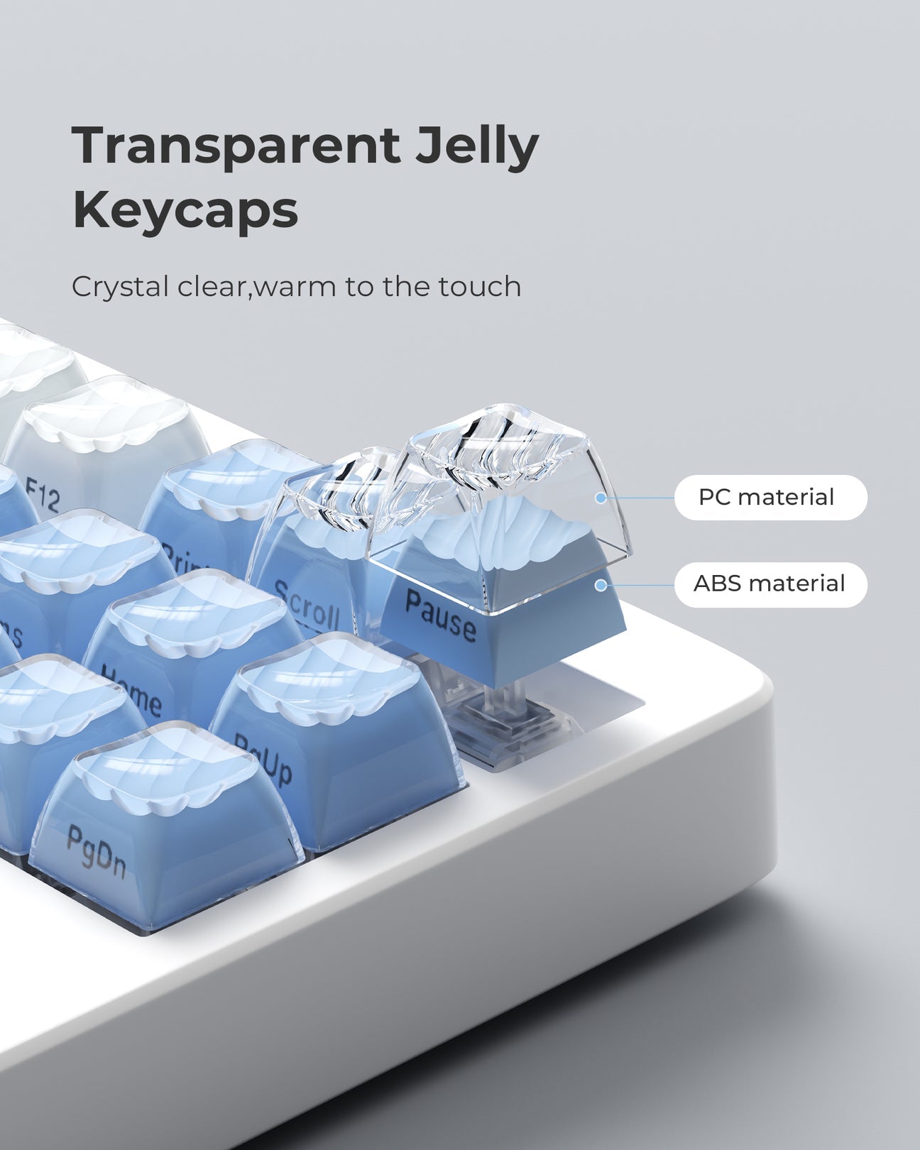 Crystal Jelly Magic Wave Ceramic Keycaps Blue Side Print Ice Cube Magic Wave Series