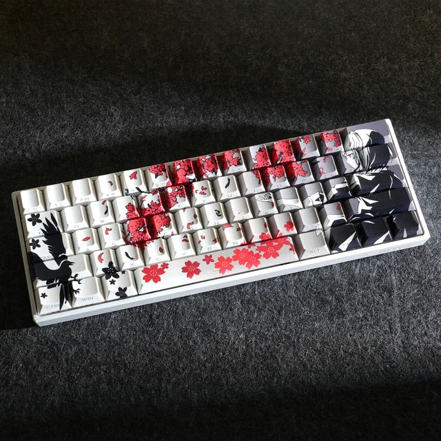 Sakura Raven Anime Gray White Side Shinethrough Cherry Doubleshot PBT Keycaps