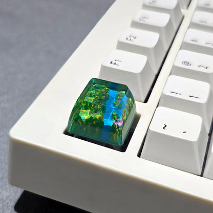 Green Forest River Handmade Resin Artisan Keycap 1u