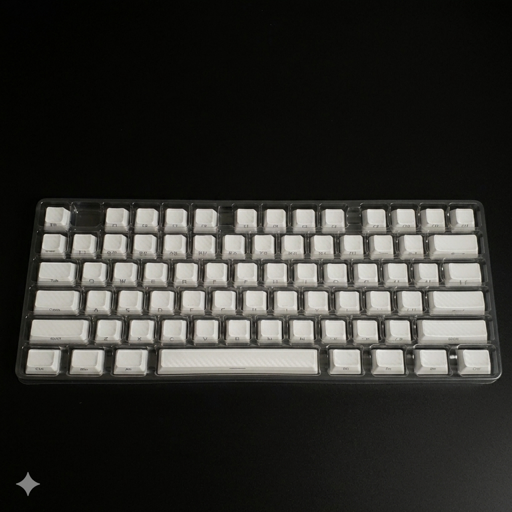 White Demon Wave OEM Side Printed Keycaps