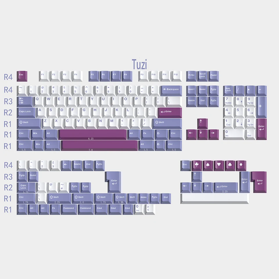 Lavender White Quality Doubleshot Cherry PBT Keycaps