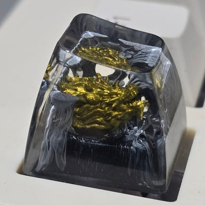 Mythical Golden Dragon Premium 1u Handmade Artisan Keycap