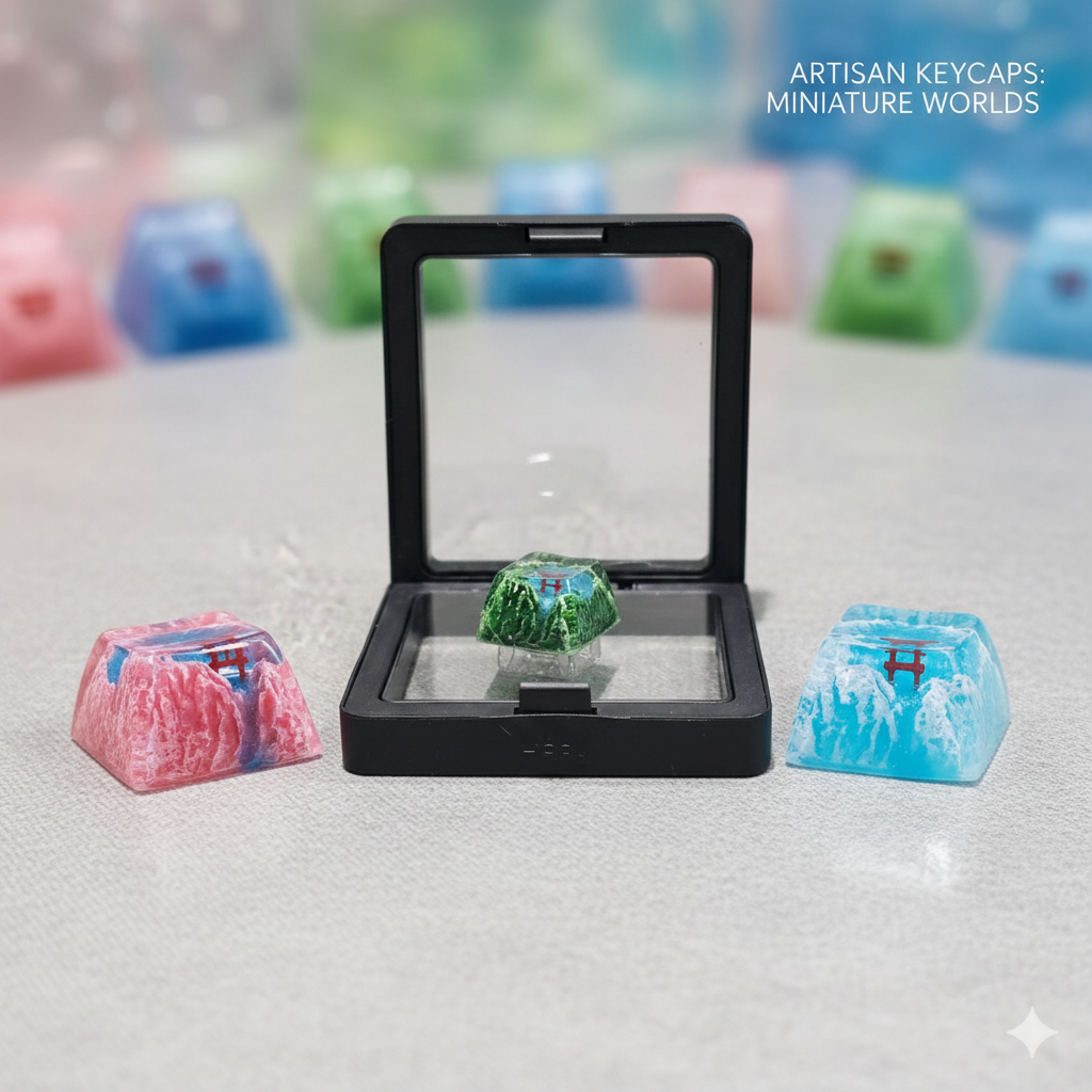 Sakura Snow Spring Torii Gate Resin Artisan 1u Keycap