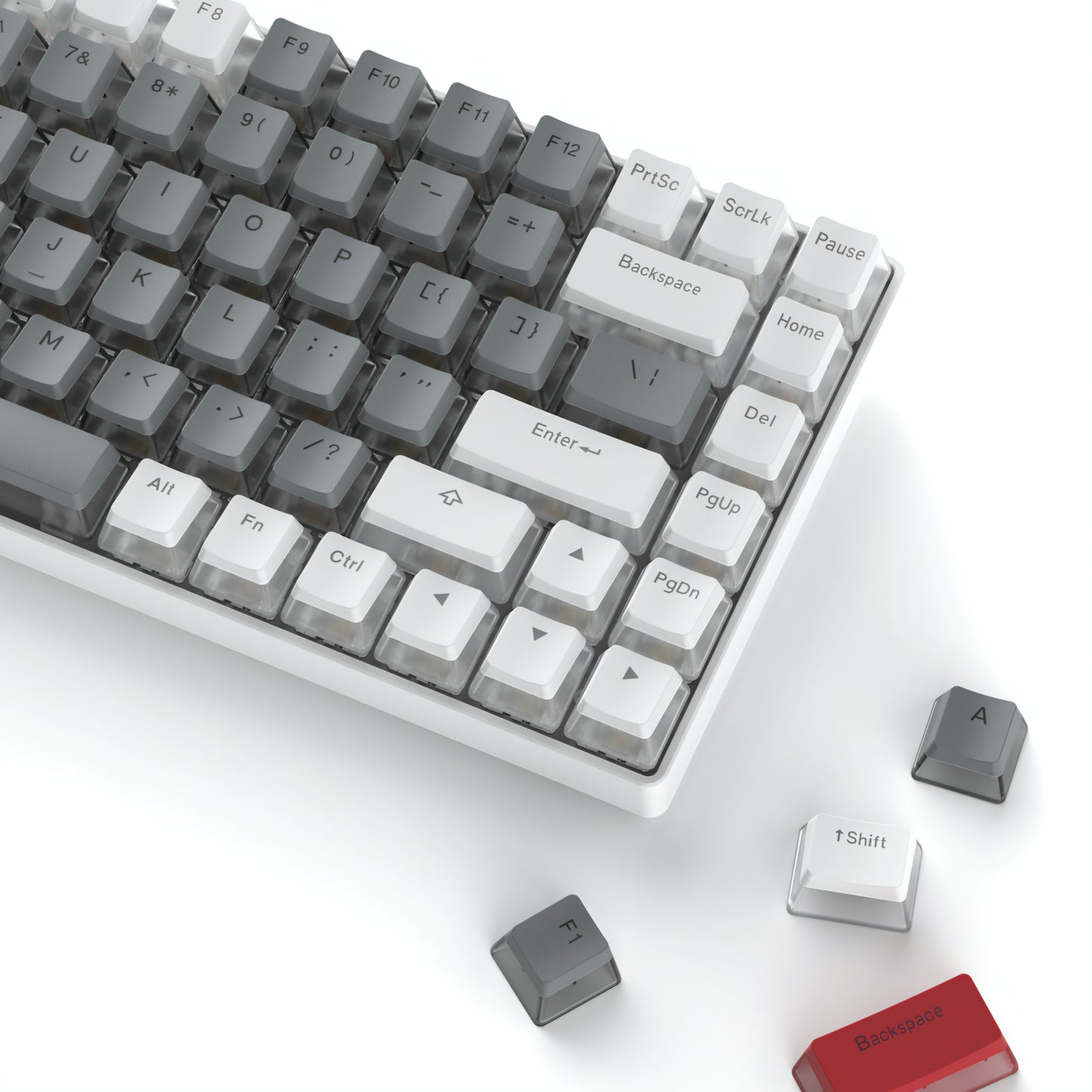 165 Pudding V2 White Grey Red Backlit PBT Keycaps